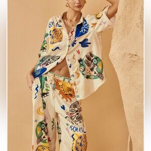 Commense Colorful Print Pants & Shirt Set